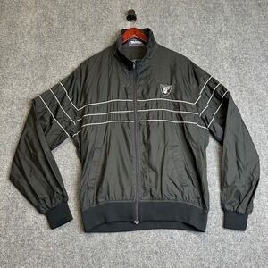 Vintage Starter NFL Oakland Raiders Windbreaker Jacket Mens L Black 90s Full Zip